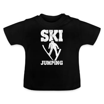 Ski jumping, ski jumping, ski jumpers - Baby Organic T-Shirt with Round Neck - black - Front