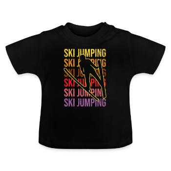 Ski jumping, ski jumping, ski jumpers - Baby Organic T-Shirt with Round Neck - black - Front