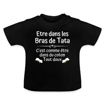 humour cadeau tata - T-shirt bio col rond Bébé - noir - Devant