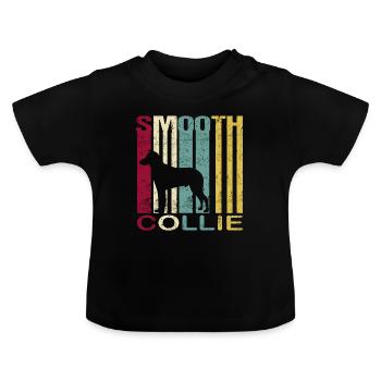Kurzhaarcollie Kurzhaar Collie Retro Silhouette - Baby Bio-T-Shirt mit Rundhals - Schwarz - Vorne