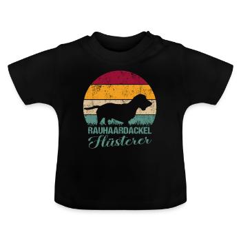 Rauhaardackel Flüsterer - Baby Bio-T-Shirt mit Rundhals - Schwarz - Vorne