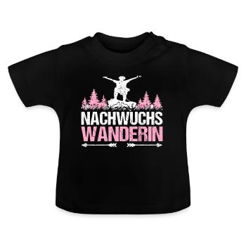 Nachwuchs Wanderin Wandern Baby Mädchen Kinder - Baby Bio-T-Shirt mit Rundhals - Schwarz - Vorne