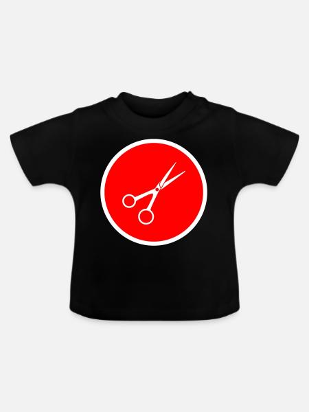 Schere Barber Kreis - Baby Bio-T-Shirt mit Rundhals - Schwarz