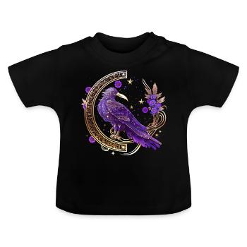 Mystische Krähe, Wicca, Morrigan, Keltisch, Rabe - Baby Bio-T-Shirt mit Rundhals - Schwarz - Vorne