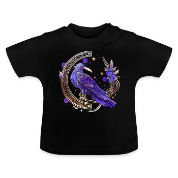 Mystische Krähe, Wicca, Morrigan, Keltisch, Vogel - Baby Bio-T-Shirt mit Rundhals - Schwarz - Vorne