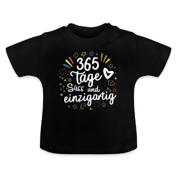 1. Geburtstag Geschenkidee 1 Jahr alt - Baby Bio-T-Shirt mit Rundhals - Schwarz - Vorne