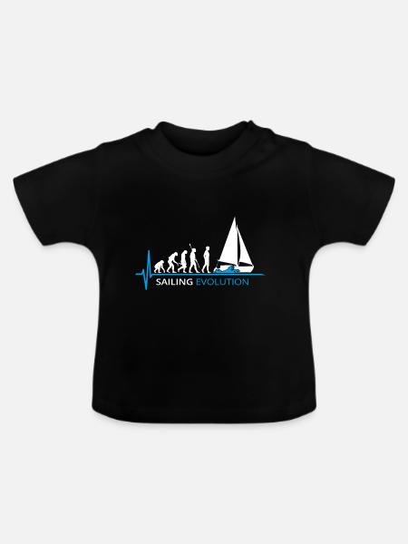 Sailing Evolution Sailboat Sailing - Baby Organic T-Shirt with Round Neck - black