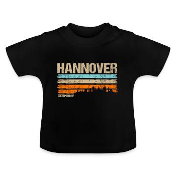 Hannover Niedersachsen Stadt Skyline Vintage Retro - Baby Bio-T-Shirt mit Rundhals - Schwarz - Vorne