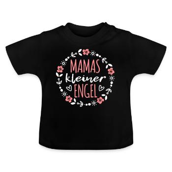 Mama Tochter Sohn Baby Engel Geschenk Geburt - Baby Bio-T-Shirt mit Rundhals - Schwarz - Vorne