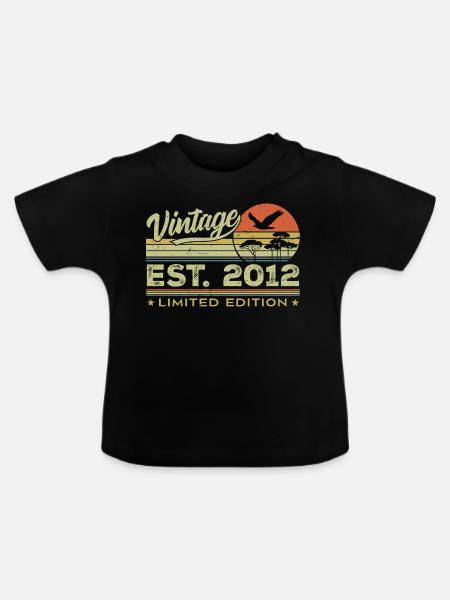 Vintage 2012 Fantastisch seit 2012 Geschenk 2012 Retro - Baby Bio-T-Shirt mit Rundhals - Schwarz
