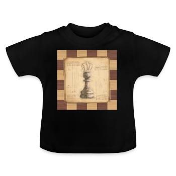 Schach König / Königin. Altmodischer vintage Stil. - Baby Bio-T-Shirt mit Rundhals - Schwarz - Vorne
