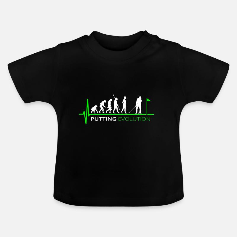 Golf Evolution Golfspieler Putten - Baby Bio-T-Shirt mit Rundhals - Schwarz