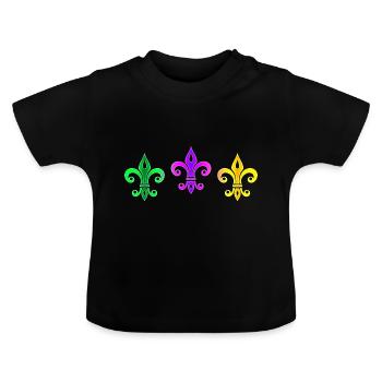 Fleur de Lys Lilie Karneval Fasching Mardi Gras - Baby Bio-T-Shirt mit Rundhals - Schwarz - Vorne