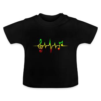 Reggae Sheet Music Vintage Sheet Music Pulse - Baby Organic T-Shirt with Round Neck - black - Front