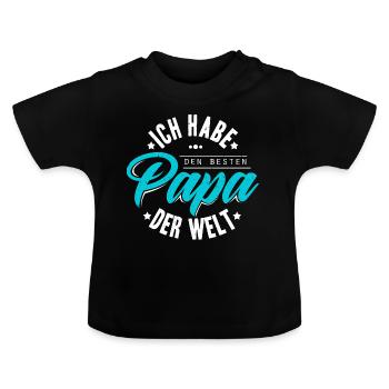 Ich habe den besten papa - Baby Bio-T-Shirt mit Rundhals - Schwarz - Vorne