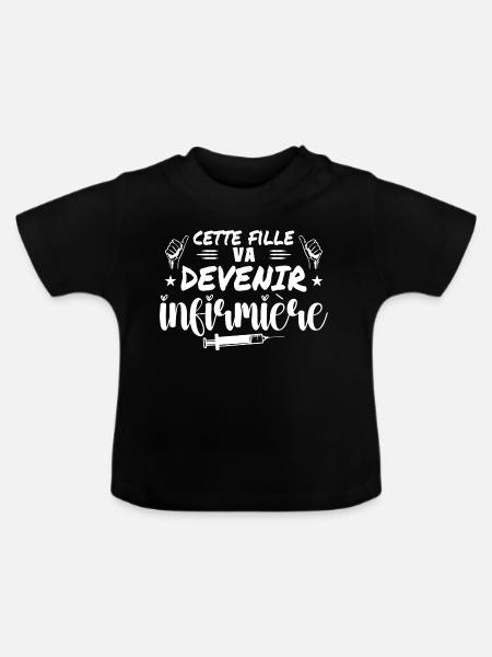 Dieses Mädchen wird Krankenschwester - Baby Bio-T-Shirt mit Rundhals - Schwarz