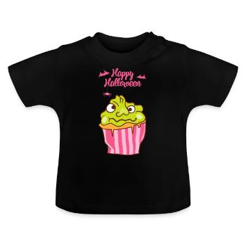 Gâteau au muffin Halloween - T-shirt bio col rond Bébé - noir - Devant