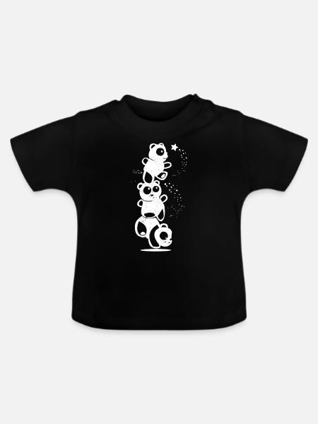 Panda mignon - T-shirt bio col rond Bébé - noir