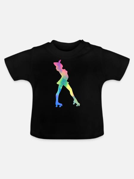 Mädchen Rollerblading Inline Skating Rollerblading - Baby Bio-T-Shirt mit Rundhals - Schwarz