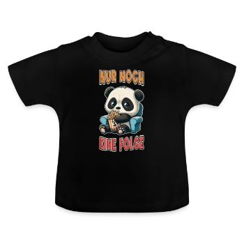 Serienjunkie Serienmarathon Panda Popcorn Couch - Baby Bio-T-Shirt mit Rundhals - Schwarz - Vorne
