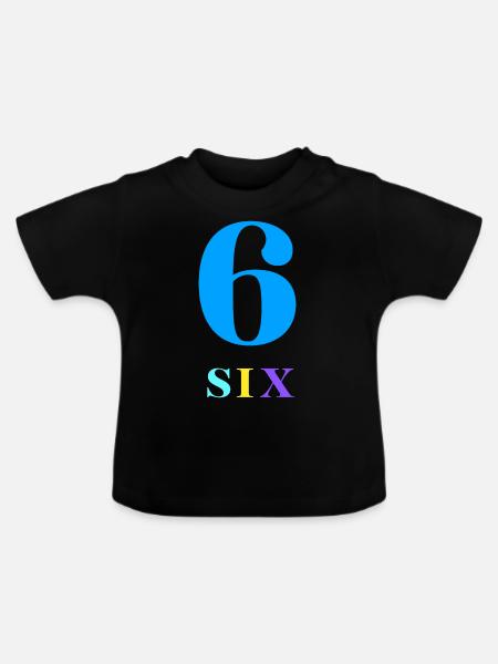 Sechs-6-jähriges Jubiläum - Baby Bio-T-Shirt mit Rundhals - Schwarz