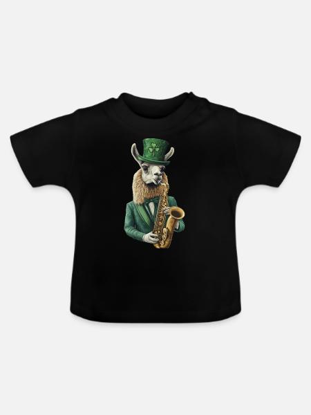 Lama - Baby Bio-T-Shirt mit Rundhals - Schwarz