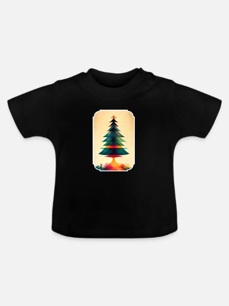 Weihnachtsbaum abheben - Baby Bio-T-Shirt mit Rundhals - Schwarz
