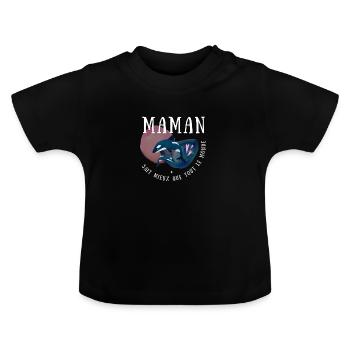 Maman fête des mères - T-shirt bio col rond Bébé - noir - Devant