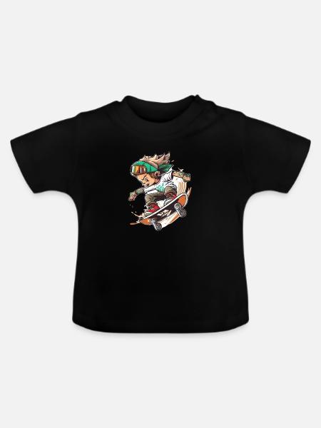 Skaten oder sterben - Baby Bio-T-Shirt mit Rundhals - Schwarz