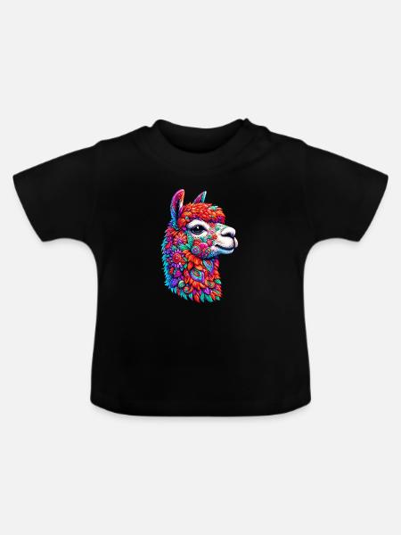 Alpaka - Baby Bio-T-Shirt mit Rundhals - Schwarz