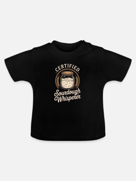 Sauerteig-Flüsterer-Krug-Abzeichen - Baby Bio-T-Shirt mit Rundhals - Schwarz