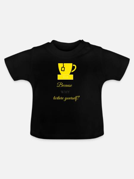 TEA-RIFFIC (Gelb + Grau) - Baby Bio-T-Shirt mit Rundhals - Schwarz