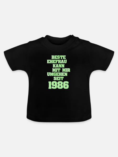 Ehefrau 1986 - Baby Bio-T-Shirt mit Rundhals - Schwarz