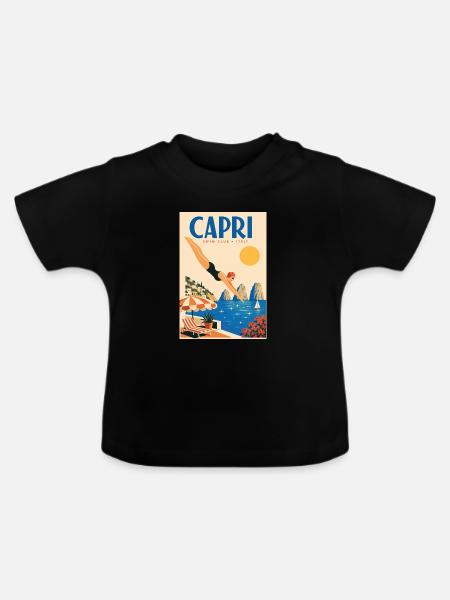 Capri in Italien entdecken – Mittelmeerinsel - Baby Bio-T-Shirt mit Rundhals - Schwarz