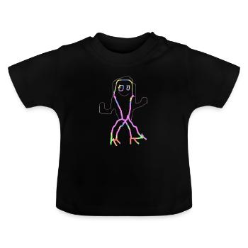 Multicoloured Monkey - Baby Organic T-Shirt with Round Neck - black - Front
