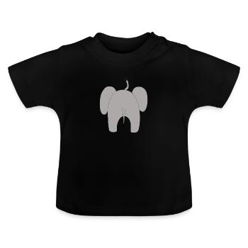 Baby elephant - back view - Baby Organic T-Shirt with Round Neck - black - Front