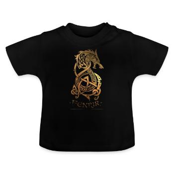 Fenrir - Wolf - Odin - Walhalla - Nurdisch - - Baby Bio-T-Shirt mit Rundhals - Schwarz - Vorne