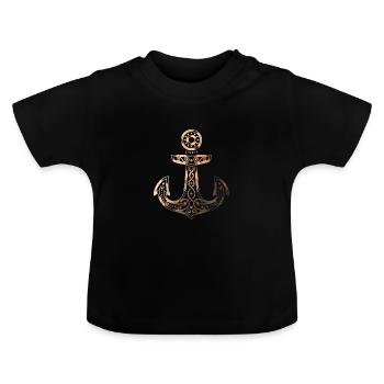 Ancre Viking - Cuivre Rétro - T-shirt bio col rond Bébé - noir - Devant
