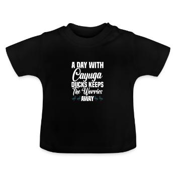 Cayuga Duck Owner Jouets d’enclos d’animaux en peluche - T-shirt bio col rond Bébé - noir - Devant