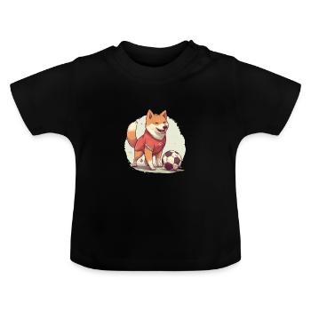 japanisch Hund Shiba Inu Fußball Sport Hobby - Baby Bio-T-Shirt mit Rundhals - Schwarz - Vorne