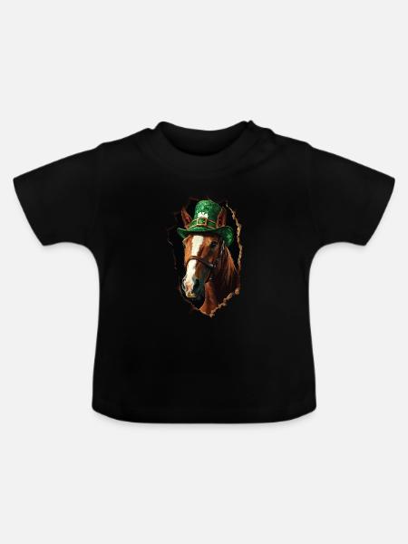 St. Patrick Pferd - Baby Bio-T-Shirt mit Rundhals - Schwarz
