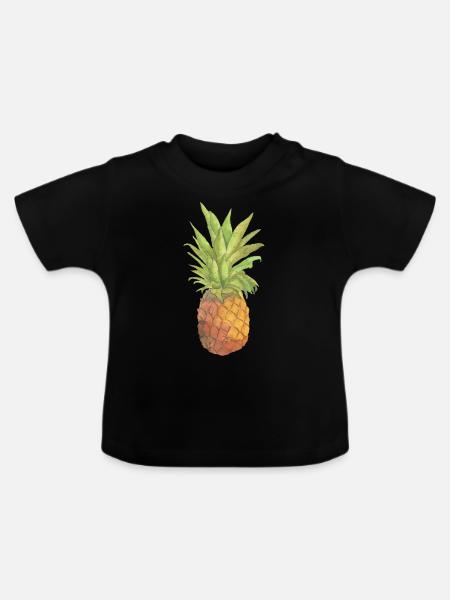 Ananas - Baby Bio-T-Shirt mit Rundhals - Schwarz