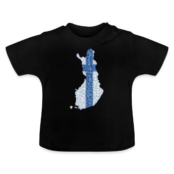 Finland flag, Finnish flag, Finland flag - Baby Organic T-Shirt with Round Neck - black - Front