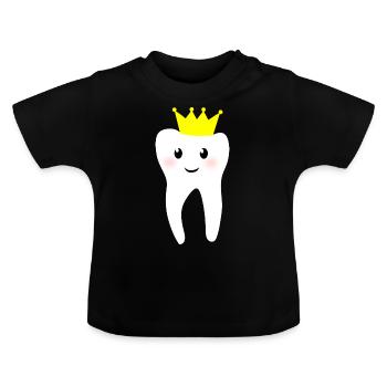 Tooth with crown - Baby Organic T-Shirt with Round Neck - black - Front