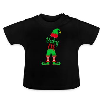 Christmas Baby Elf - Baby Organic T-Shirt with Round Neck - black - Front