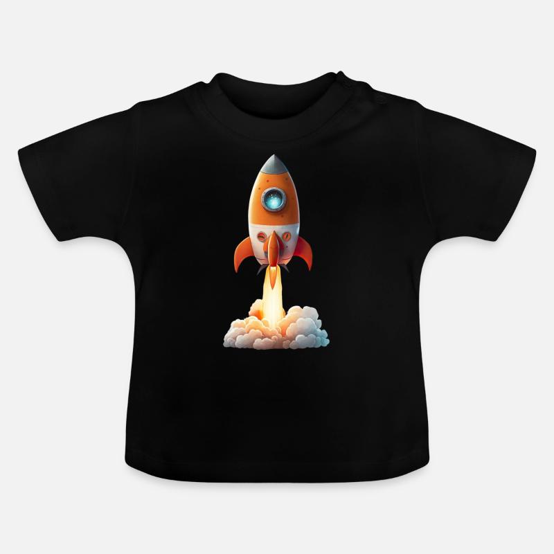 Fusée - T-shirt bio col rond Bébé - noir