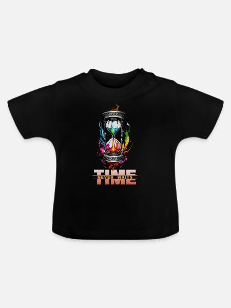 Sanduhr2 - Baby Bio-T-Shirt mit Rundhals - Schwarz