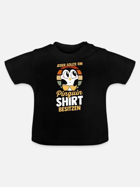 Pinguin - Baby Bio-T-Shirt mit Rundhals - Schwarz