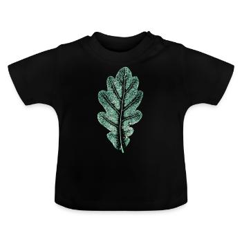 Feuille de chêne - Vert naturel clair - Feuille/ Chêne/ Arbre - T-shirt bio col rond Bébé - noir - Devant