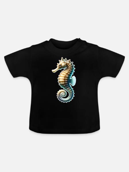 Seepferd - Baby Bio-T-Shirt mit Rundhals - Schwarz
